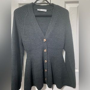 ZARA Fitted Waist Knit Cardigan